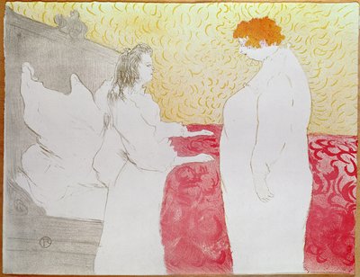 Žena v posteli, profil - Waking Up, 1896 (pastel, štětcová litografie, tištěná čtyřbarevně) (viz také 162032) od Henri de Toulouse Lautrec